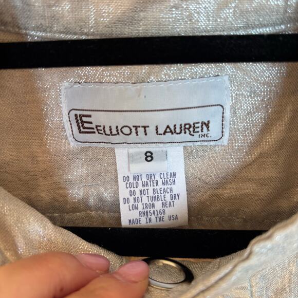 Elliott Lauren silver metallic linen jacket with dramatic buttons vintage size 8 - Picture 4 of 6